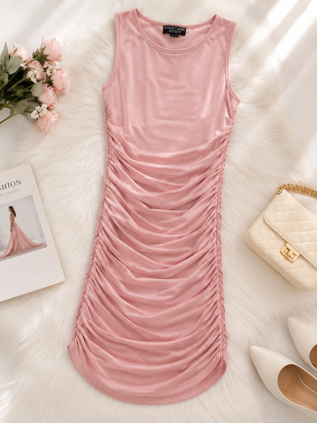 Robe rose froncée Streetwear Society 