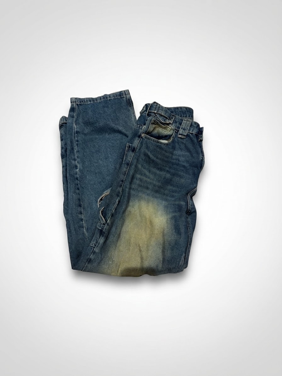 Jean cargo bleu délavé – Style vintage & tendance 💙
