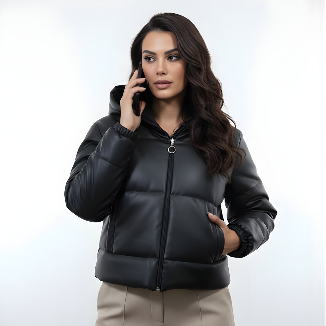 Puffer jacket semi cuir