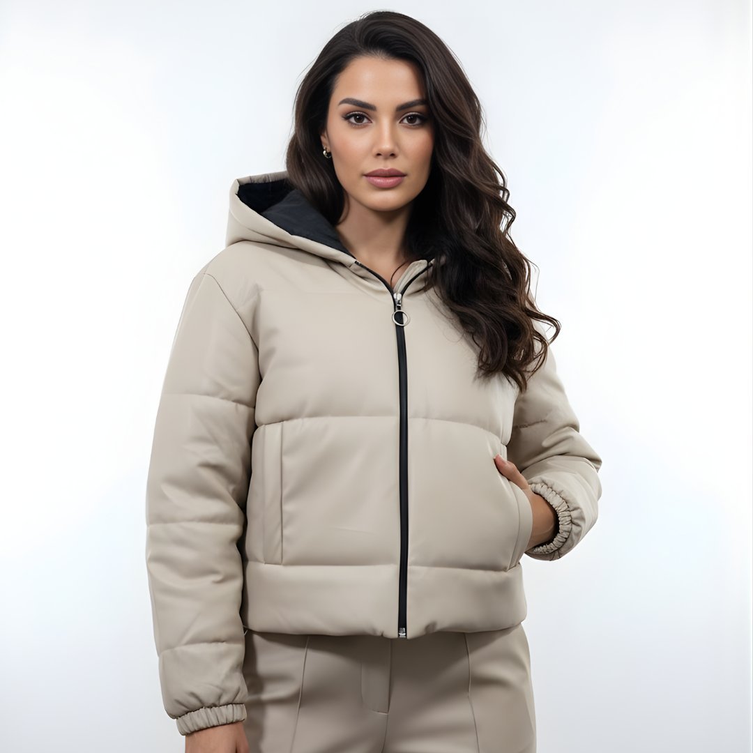 Puffer jacket semi cuir