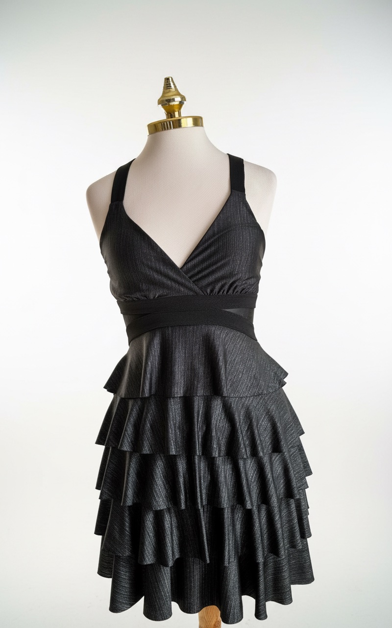 Petite Robe Noire Scintillante à Volants - No Excuse