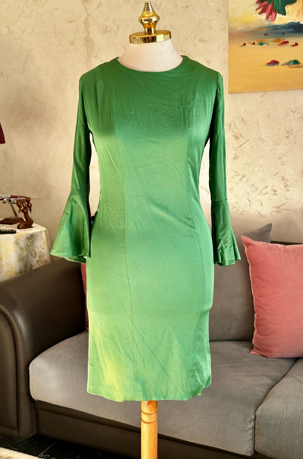 Robe Fourreau Pierre Prandini Atelier Vert – Manches Cloche