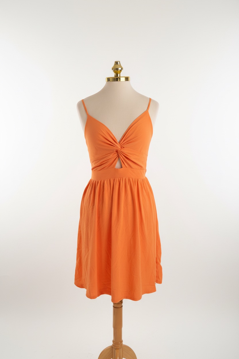 Robe d'Été Orangée – Dos Nu & Nœud Romantique