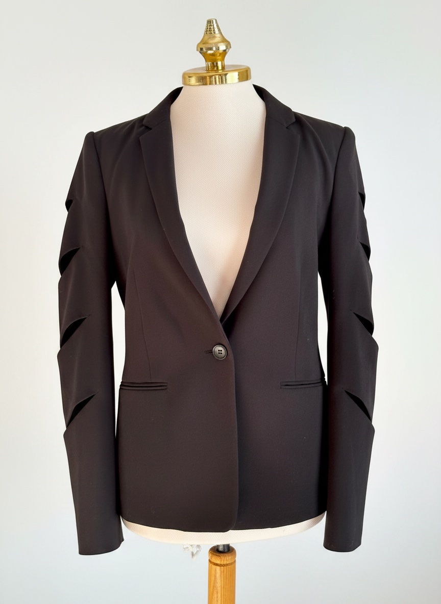 Blazer BCBGMAXAZRIA Noir – Manches à Découpes Laser (Taille S)
