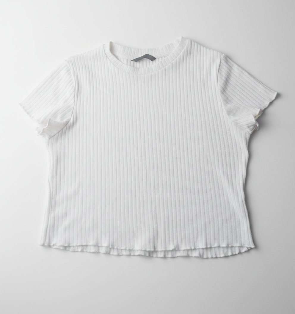 Crop top blanc côtelé col rond – Excellent état