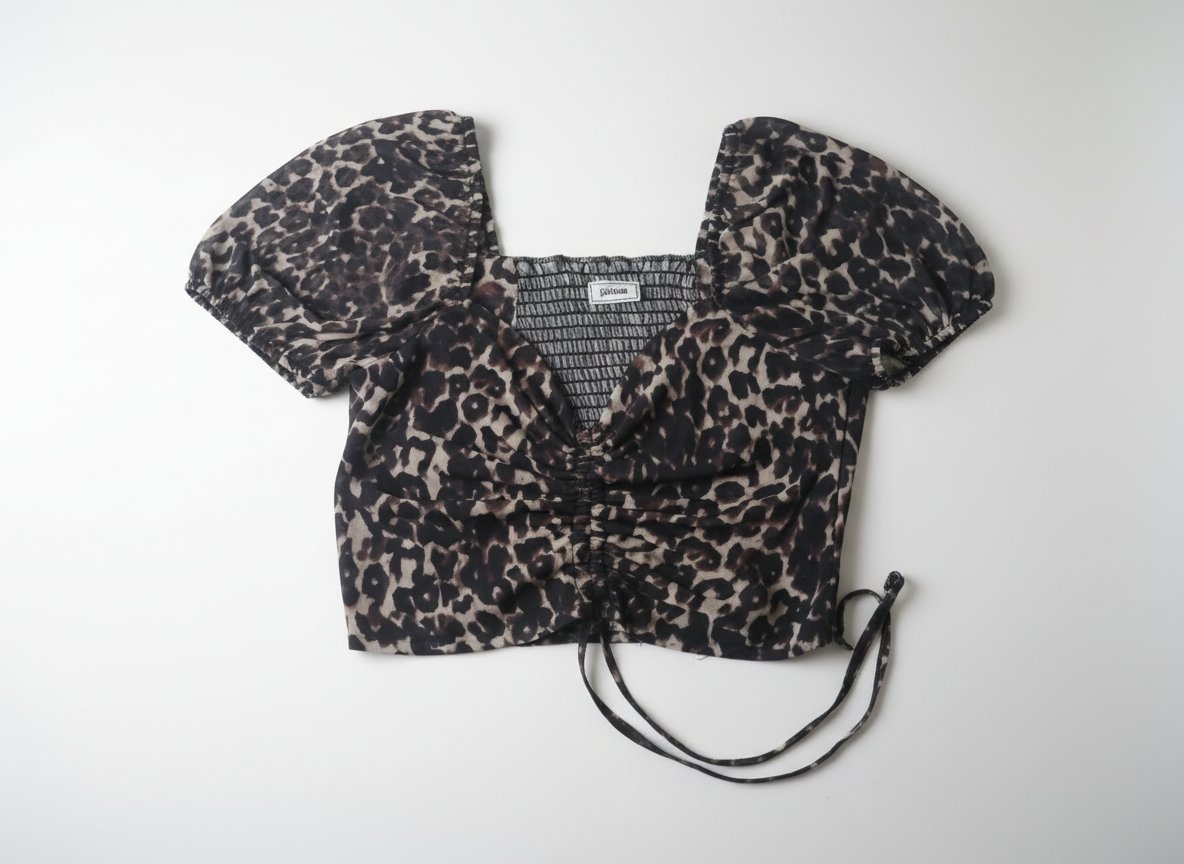 Crop top léopard pimkie à manche bouffantes