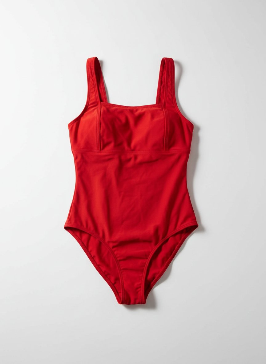 Maillot de bain 1 pièce rouge éclatant – Coupe classique & Bretelles réglables