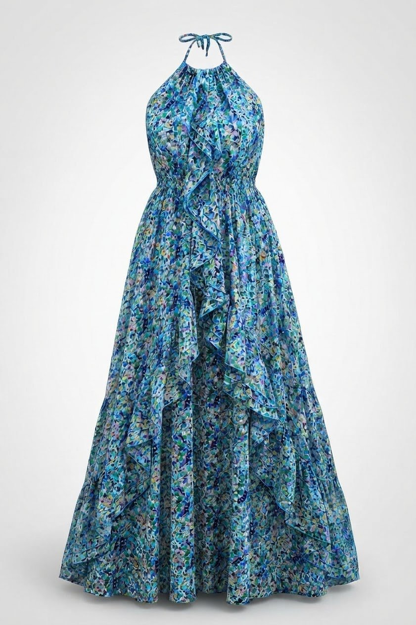 Robe Mango neuve,bleu a imprimé fleuri(L)
