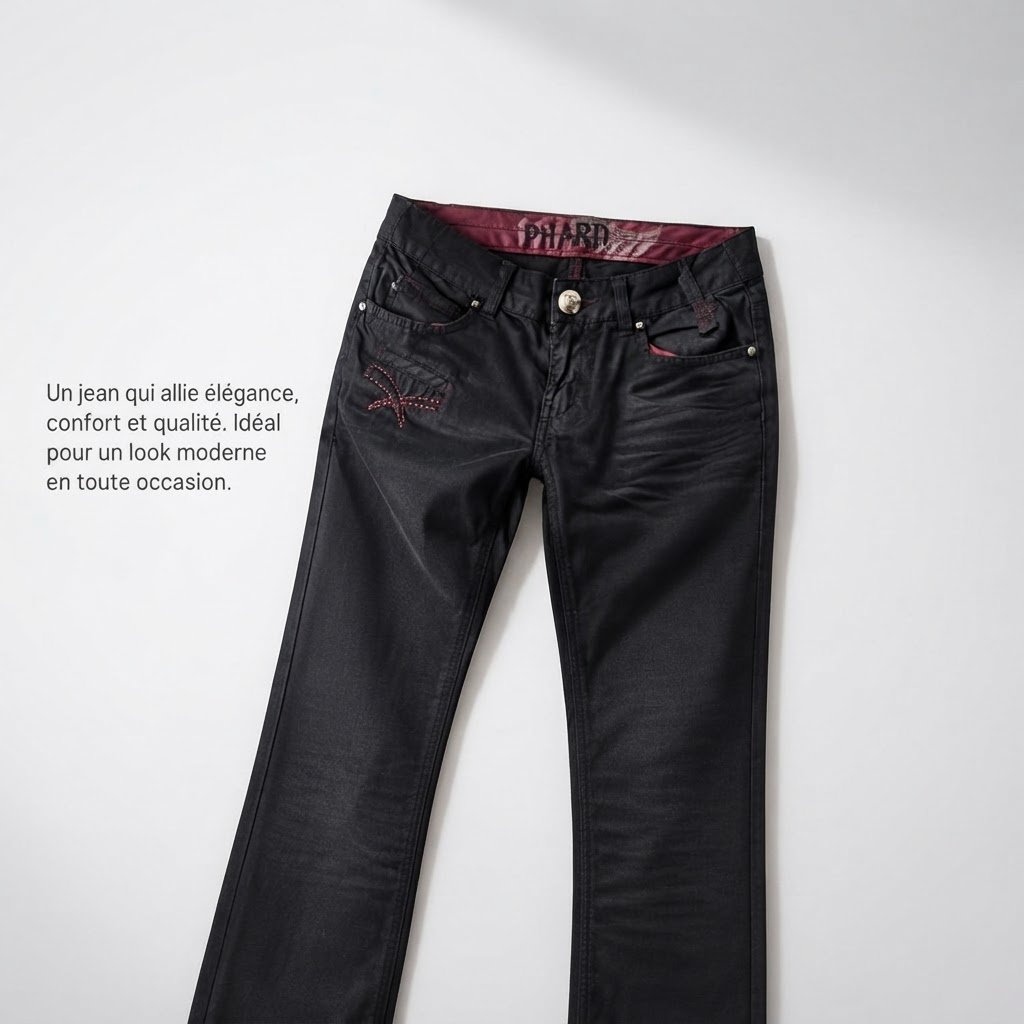 Jean noir PHARD Jeans original – Détails brodés & sequins (Taille 38 / M)
