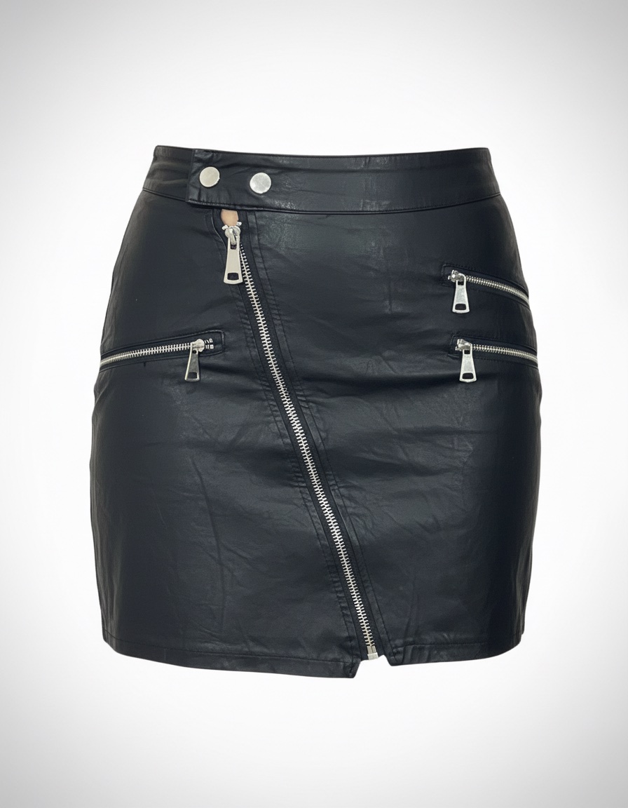 Mini-jupe en similicuir noir - Taille 34
