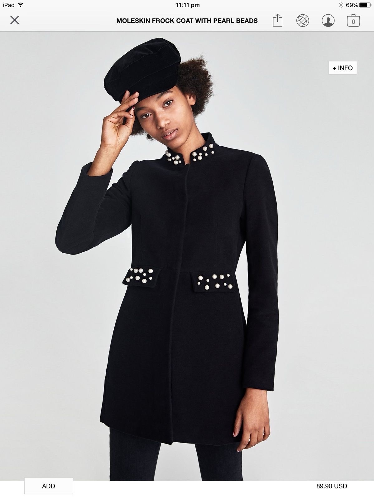Manteau / Jacket noire perles Zara - Taille M