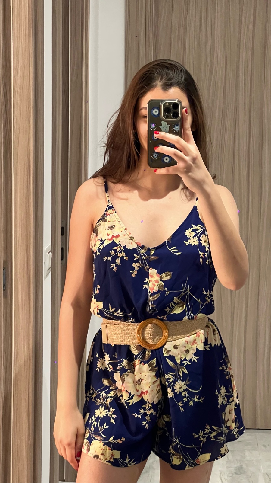 Combishort fleurie satinée (Sans ceinture)