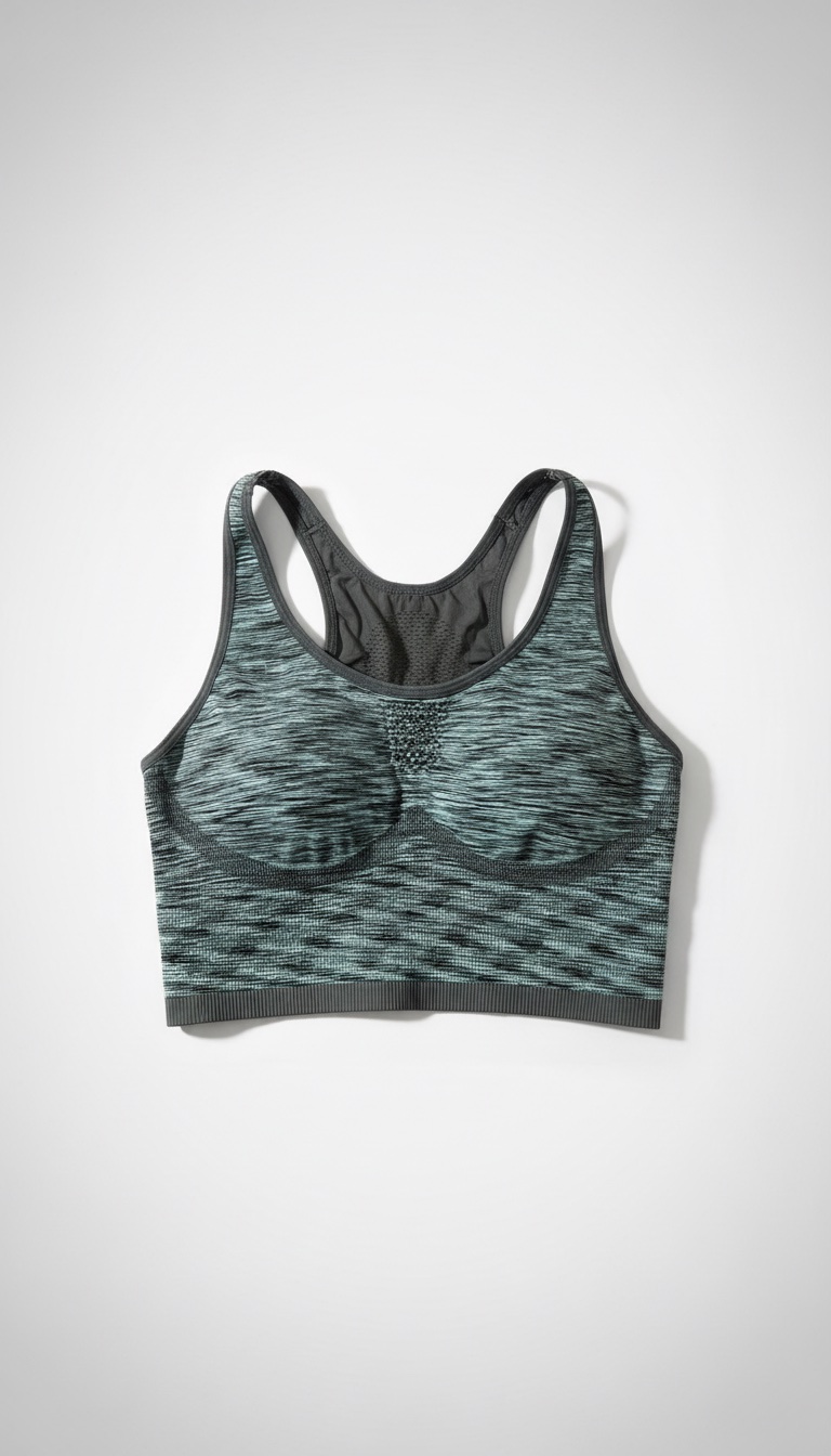Brassière longue de sport - Gris et Vert chiné