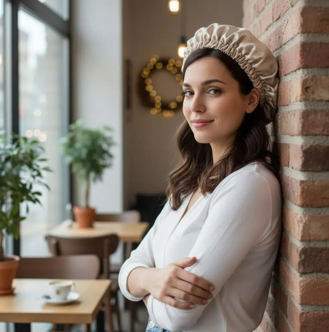 Bonnet Nuit Satin Beige d'oré Élégant - Luxe et Protection Capillaire