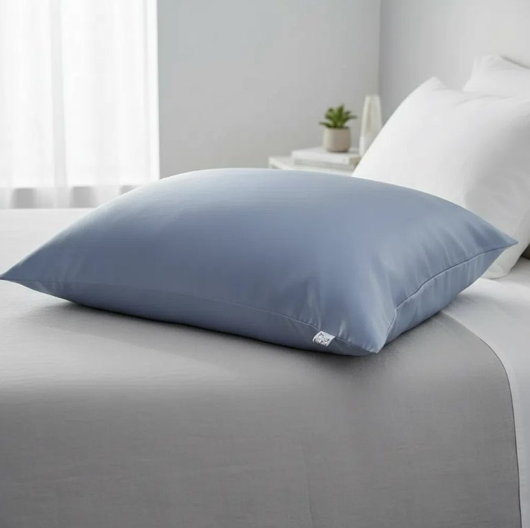 Taie d'Oreiller Satin bleu ice 65x50 - Confort Luxe Beauté