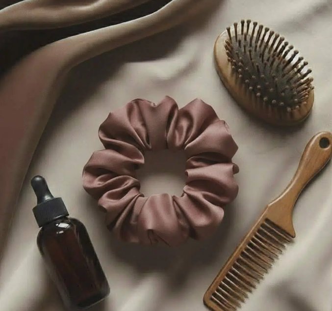 Duo de Chouchous Satin Marron - Élégance Anti-Frisottis