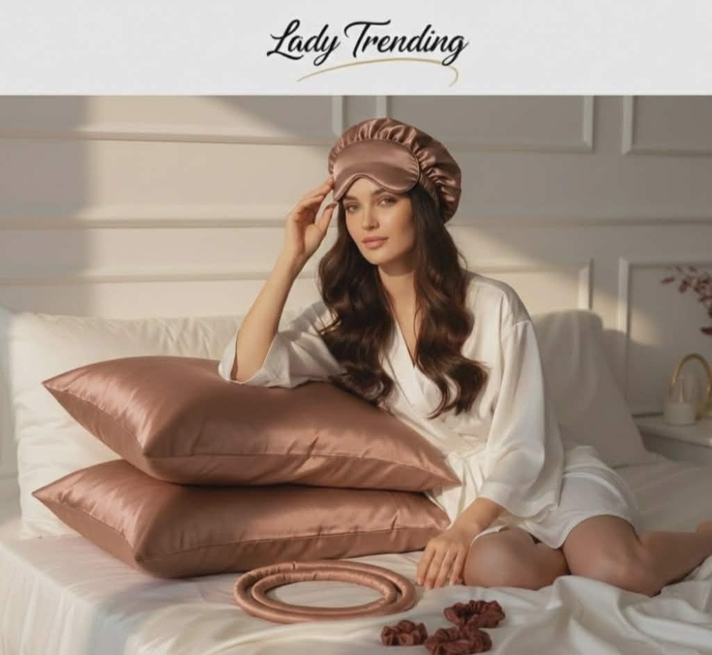 Ensemble Soin Satin Marron Nuit – Luxe Anti-Frisottis