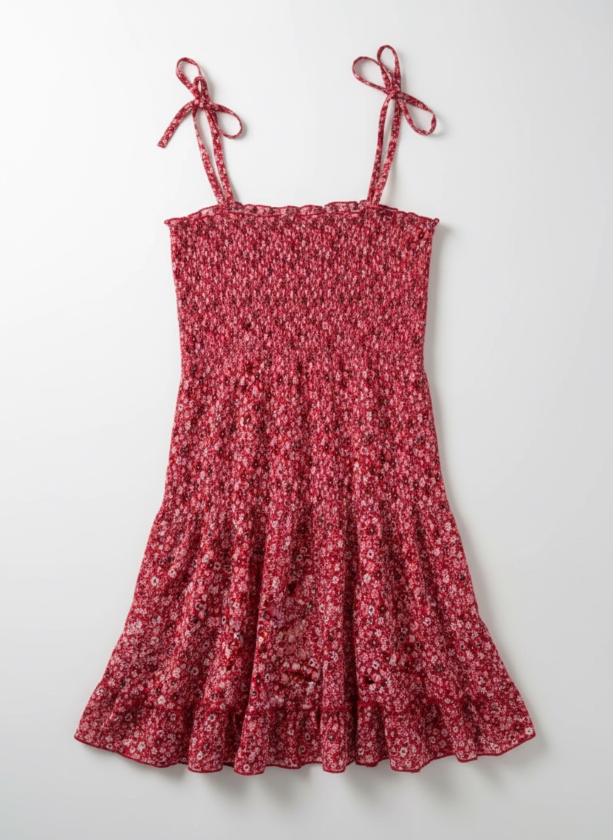 Robe rouge fleurie