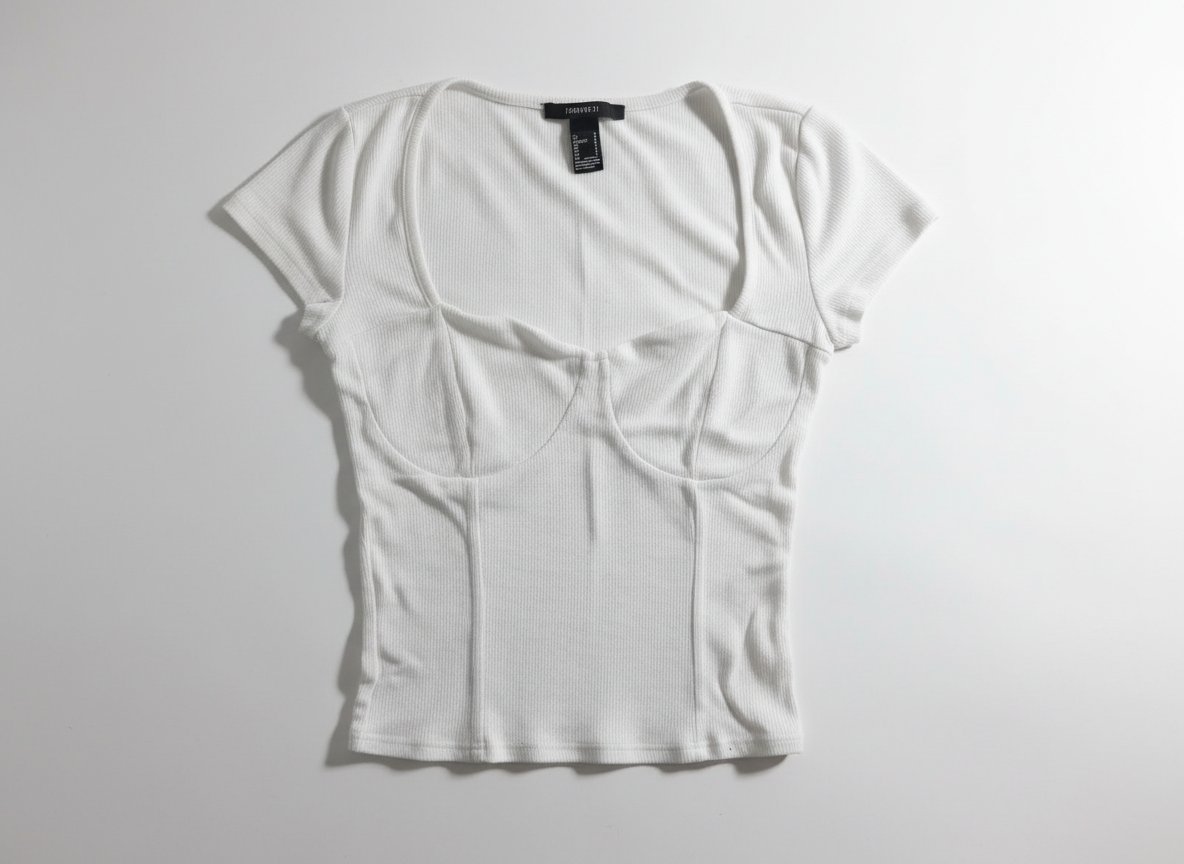 Haut blanc col carré style corset