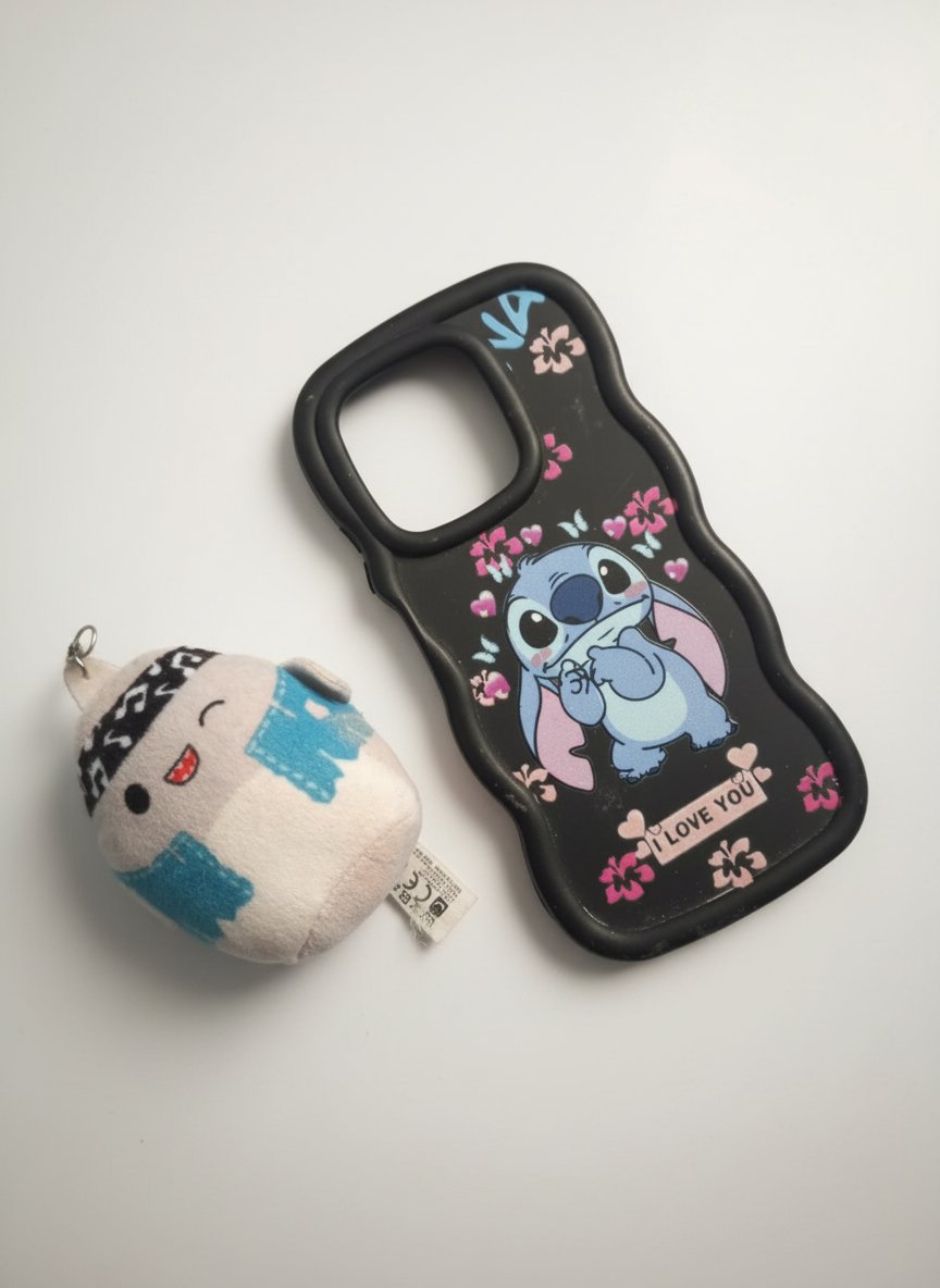 Pochette iPhone Stitch ondulée + Porte-clés