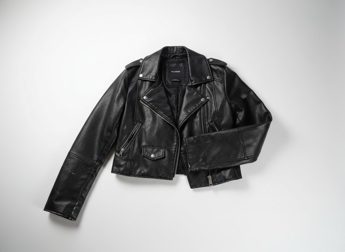 Veste Perfecto Pull&Bear en simili-cuir noir