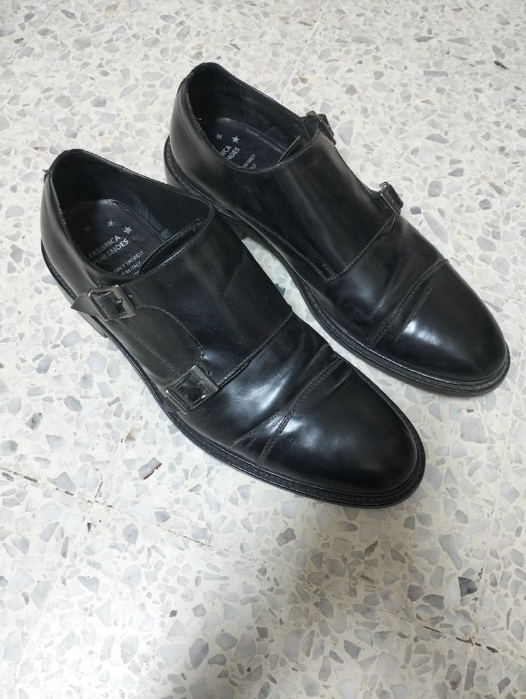 Chaussures noires Double Monk en cuir