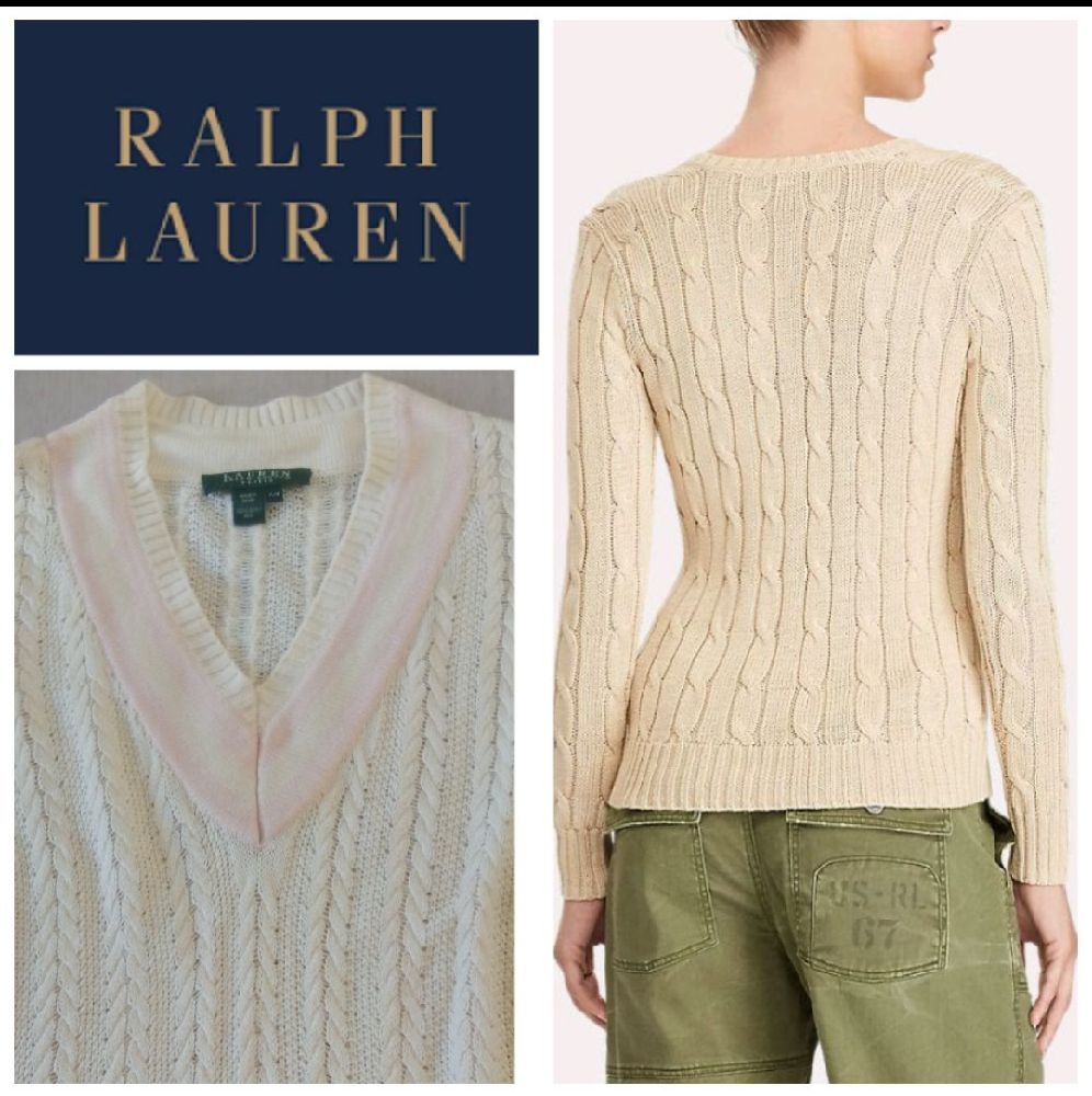 Pull Col V torsadé Ralph Lauren 100% soie T.m  