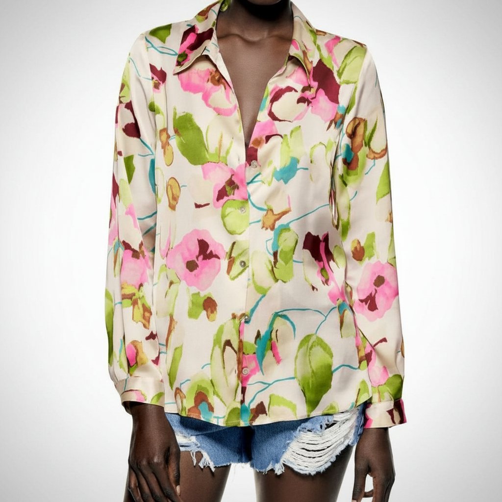 Chemise florale satinée zara T.xs/s