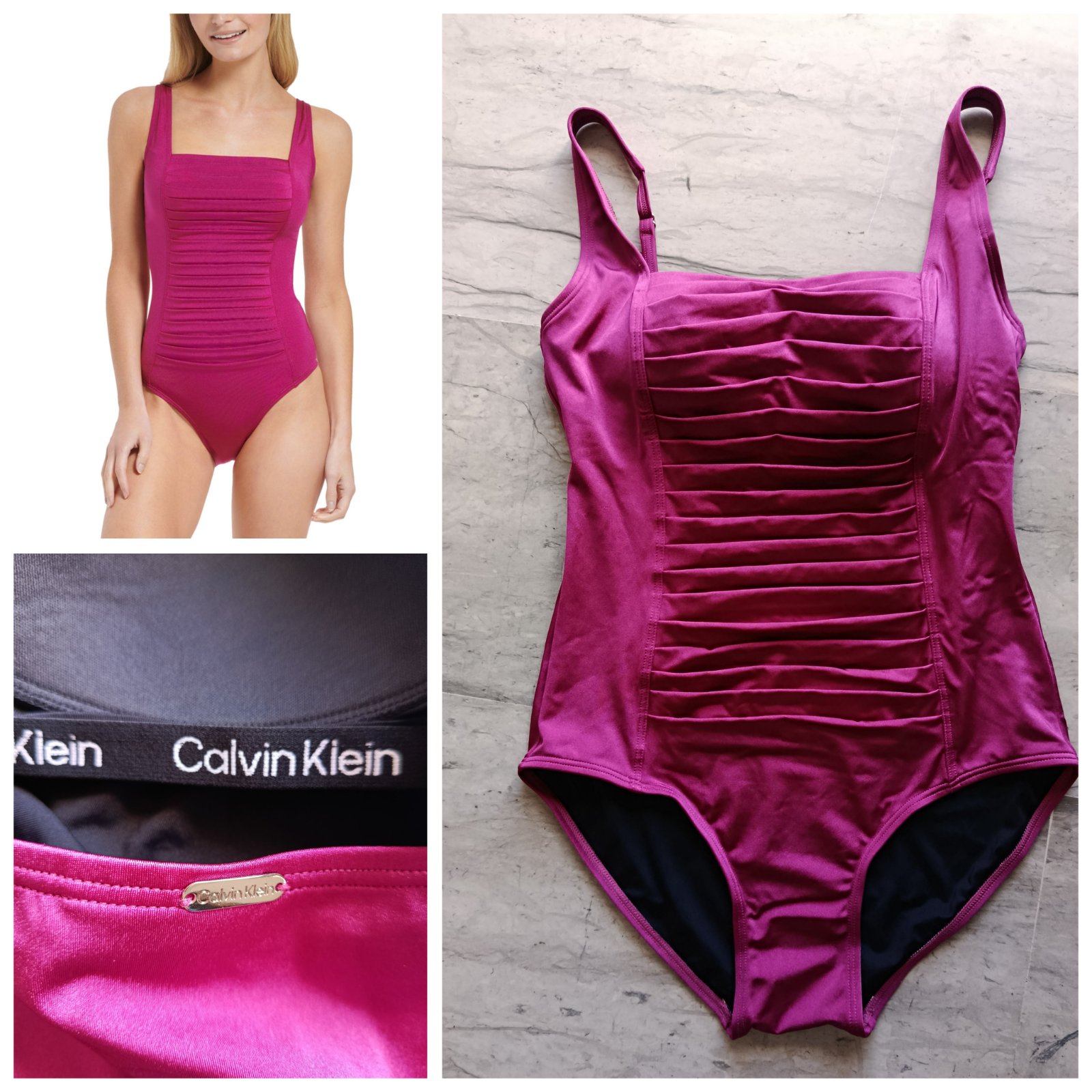 -20% code sifek20 Maillot CK neuf aubergine T.L 