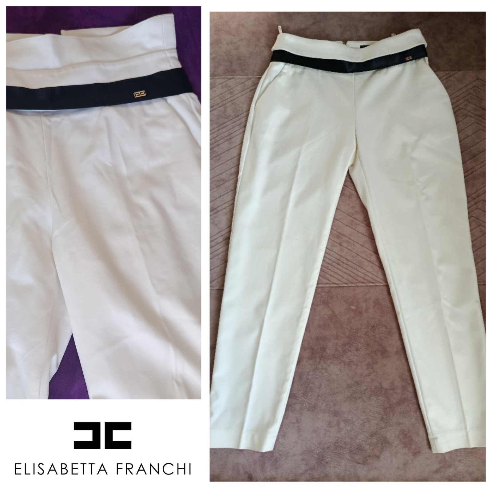 Pantalon taille haute blanc elisabetta franchi T.xs 