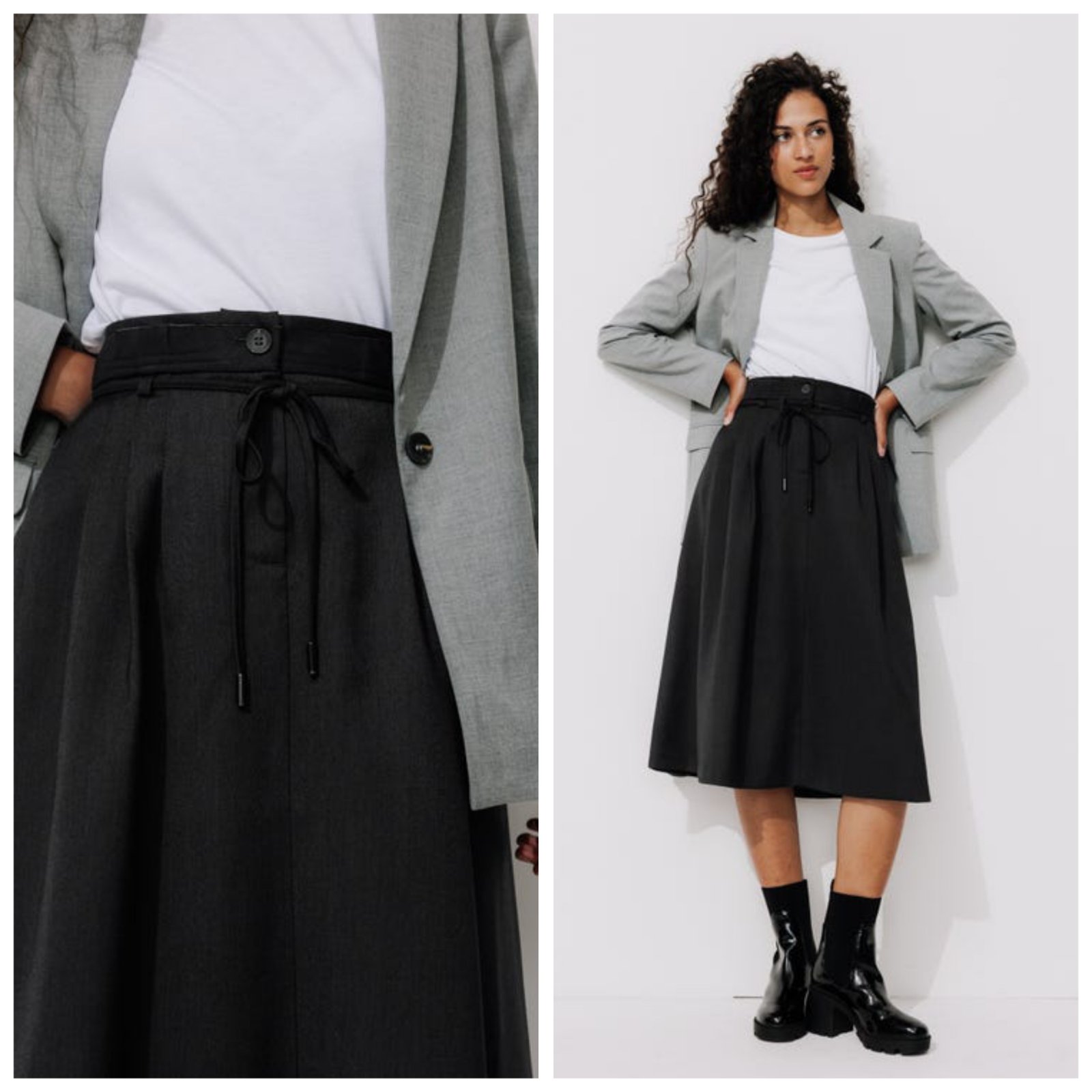 Jupe midi gris foncé Promod T.m