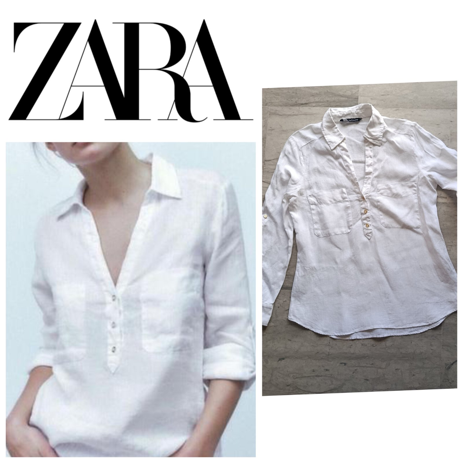 Chemise blanche Zara 100% lin T.s 