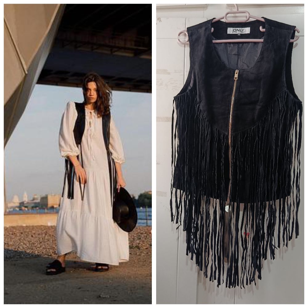 Gilet Only cuir daim noir  T.s/m 