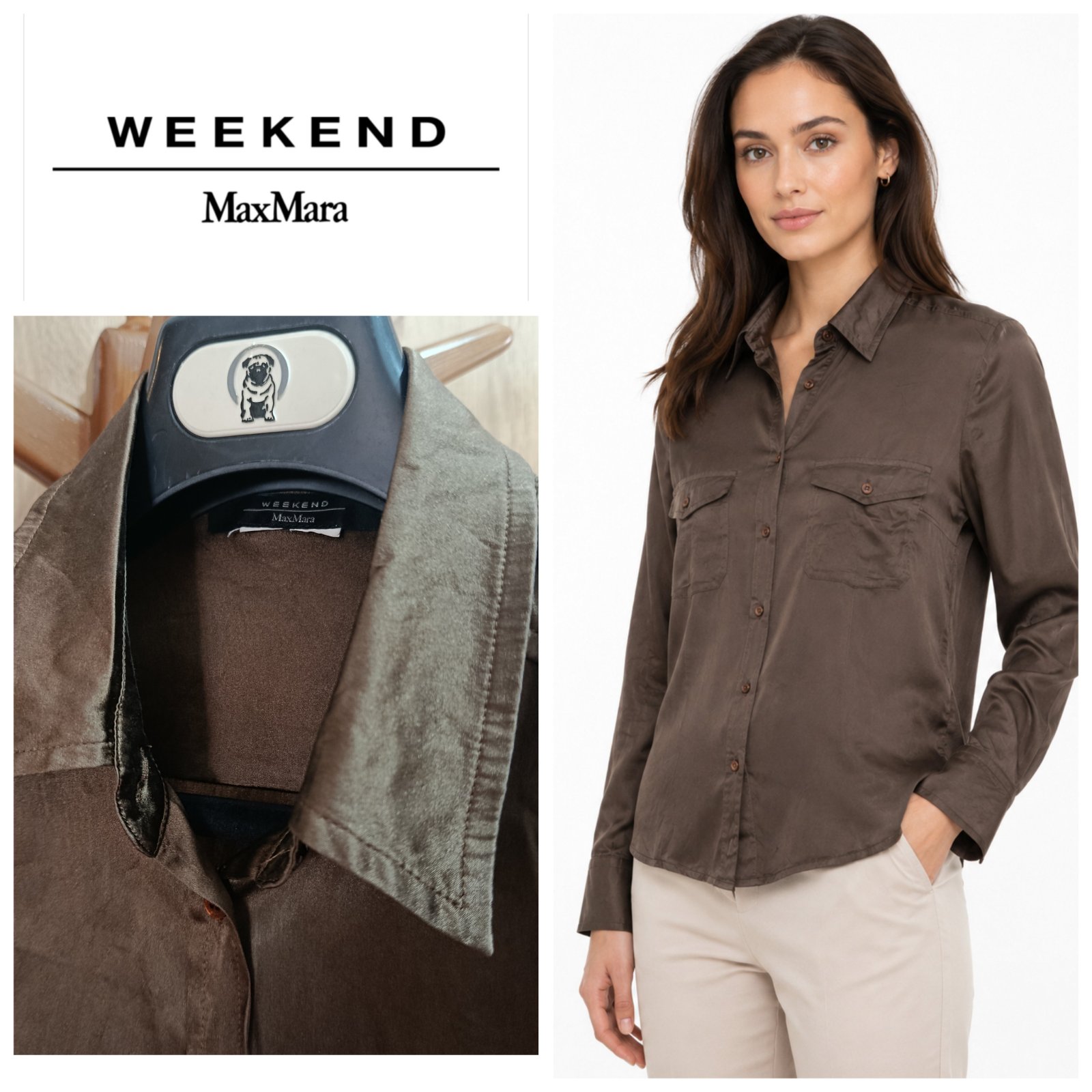 -20% code sifek20 Chemise maxmara marron 100% soie T.s/m
