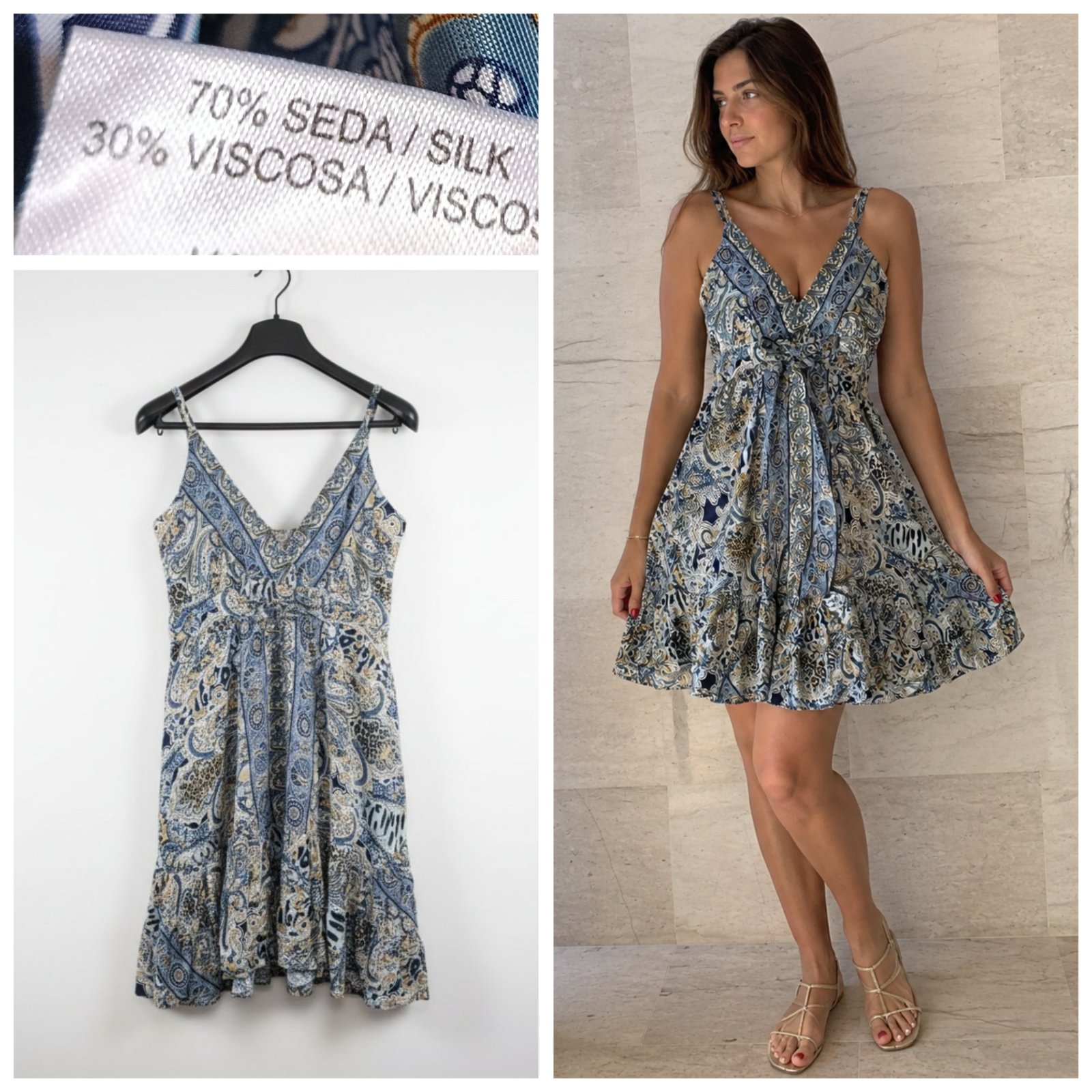 Mini robe 70% soie T.unique