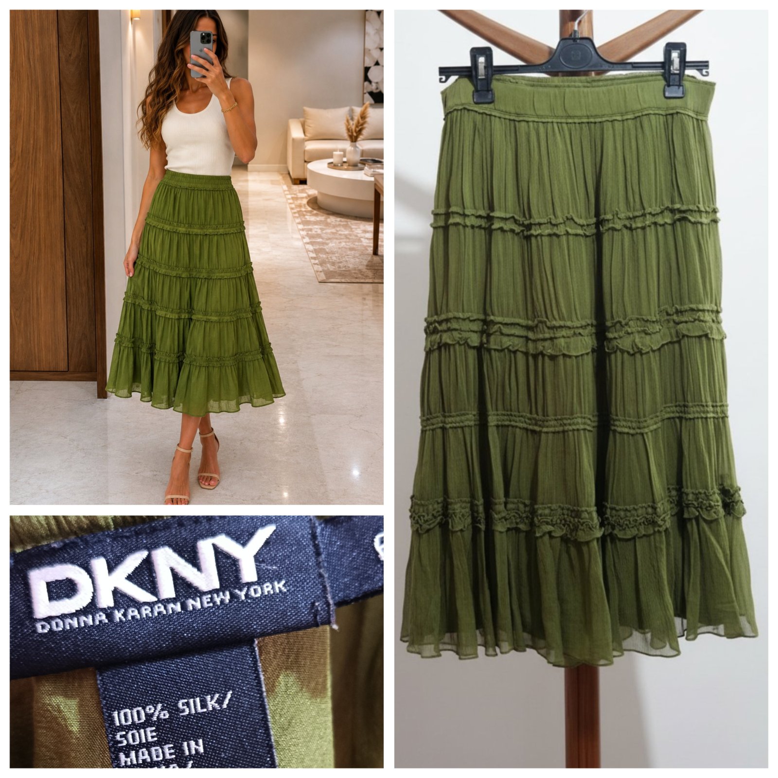 Jupe midi DKNY 💯% soie T.m