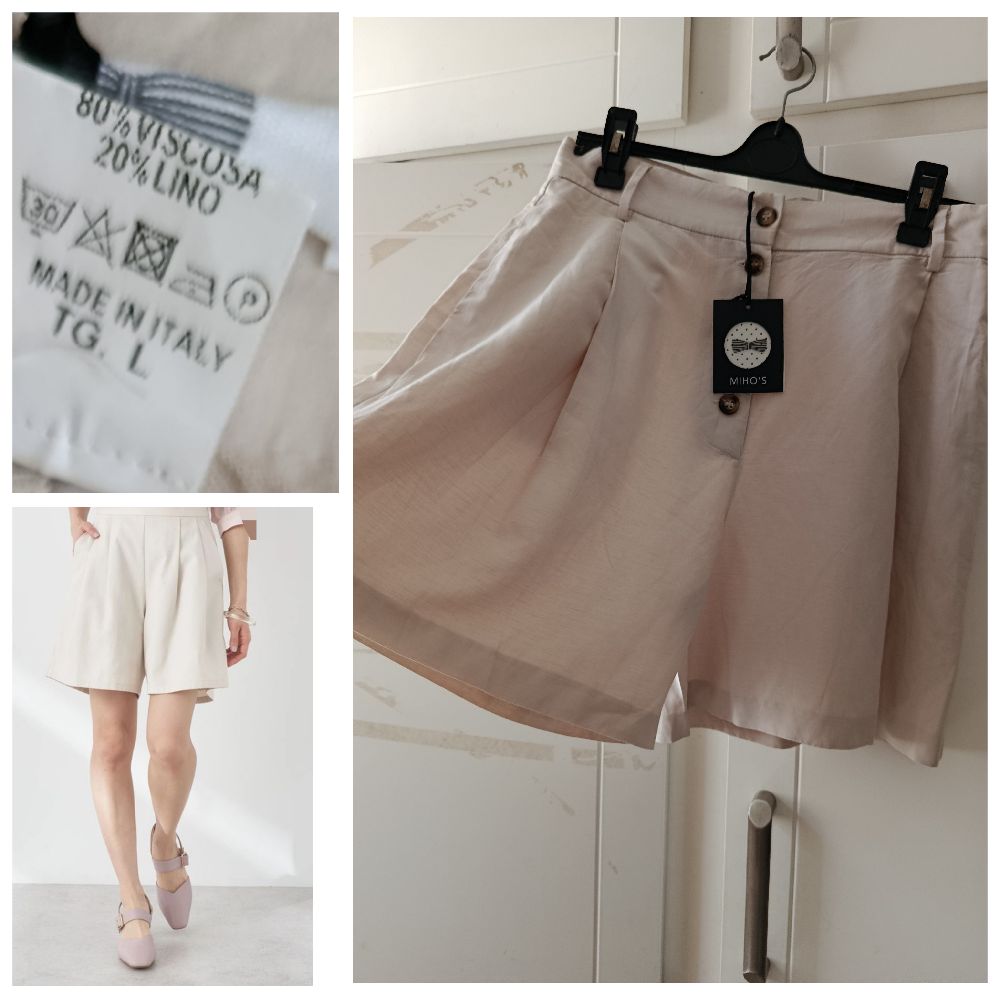 Short fluide beige large avec des plis neuf T.m/L 