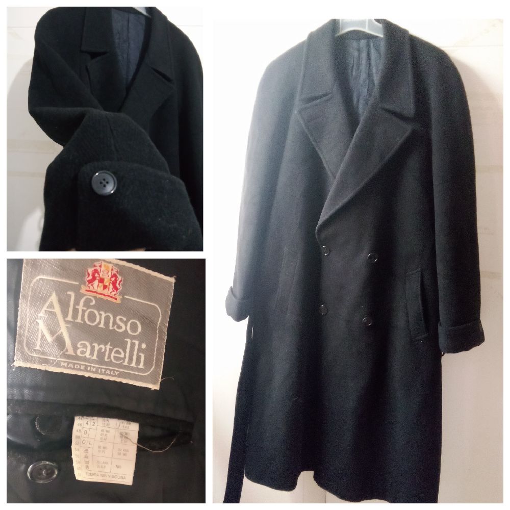 Manteau en laine homme à ceinture T. L