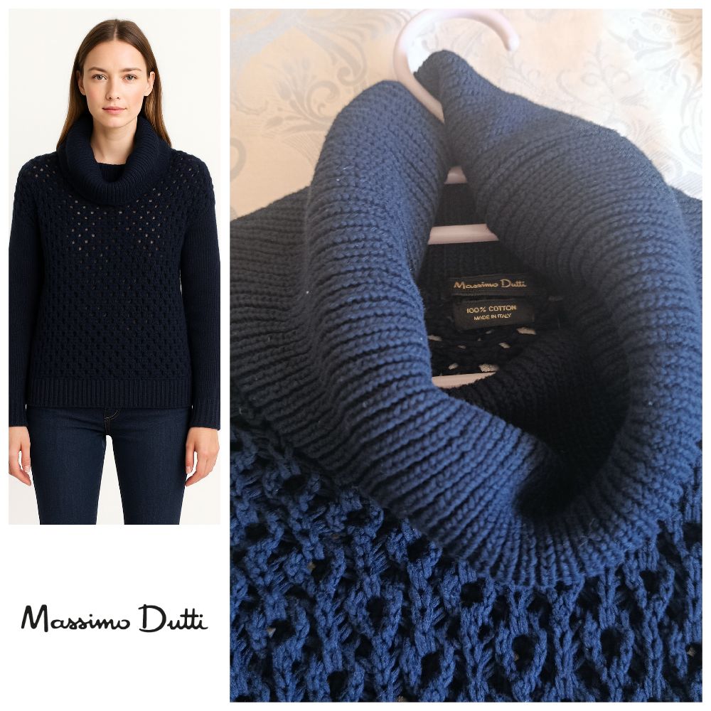  Pull col roulé Bleu marine Massimo Dutti T.m