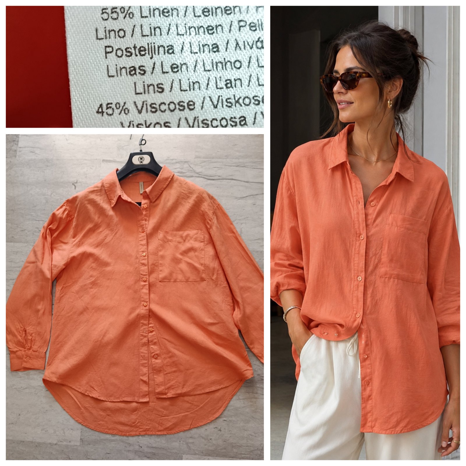 Chemise orange 🍊🧡 en lin melangé T.L oversize 