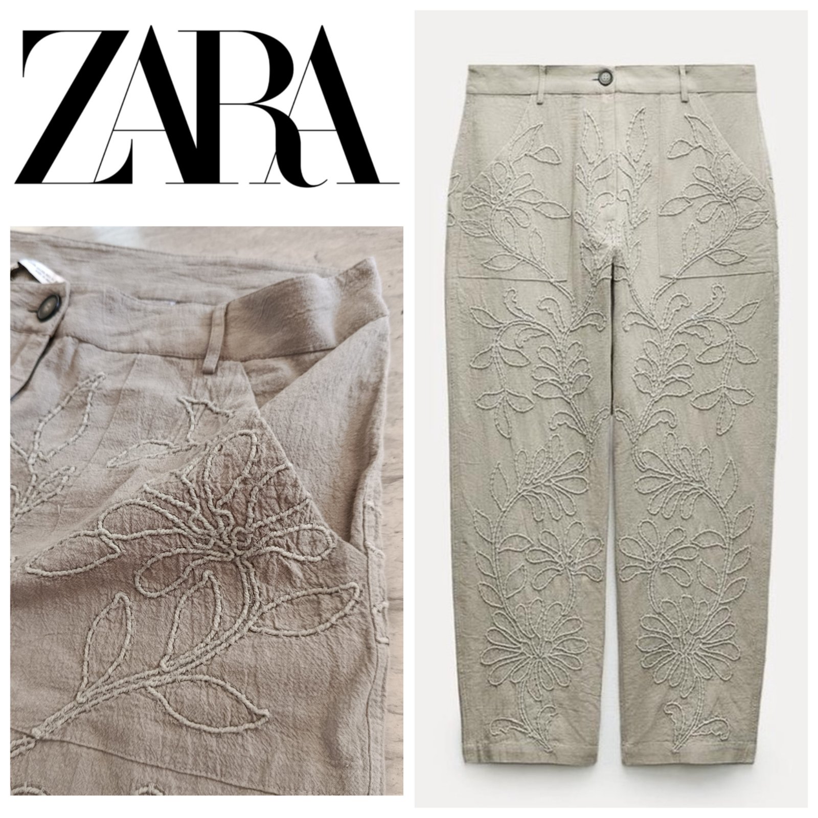  Pantalon Zara brodé T.44