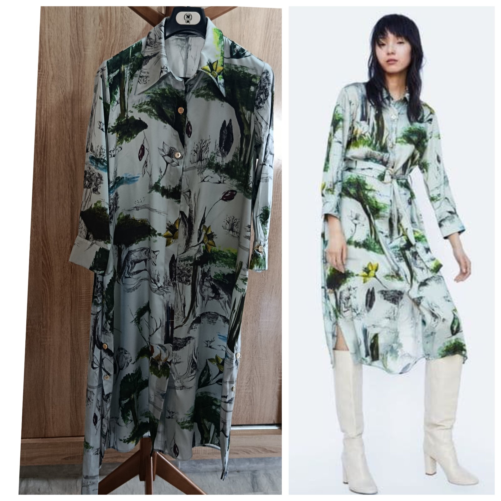 Robe chemise Zara satinée T.L