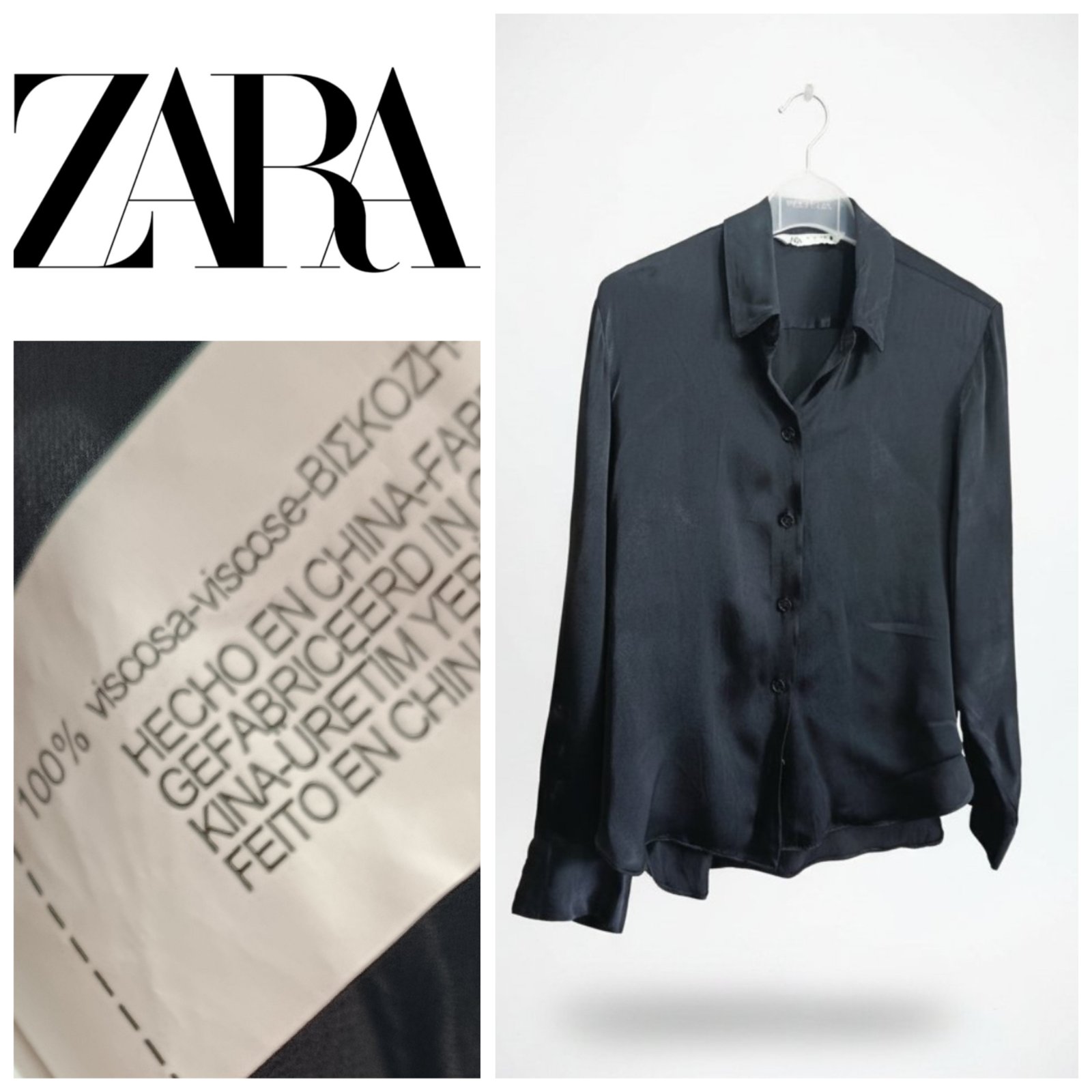 Chemise Zara en viscose satiné T.s