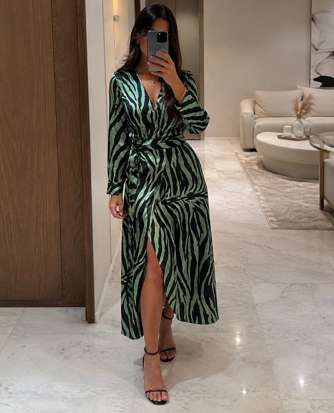 Robe midi satinée leopard T.m/L