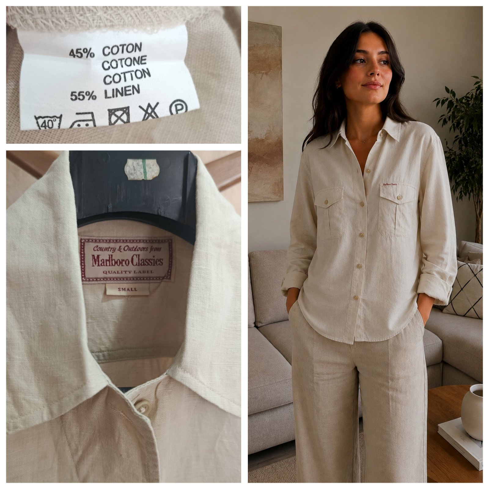 Chemise Marlboro classic en lin mélangé T.s