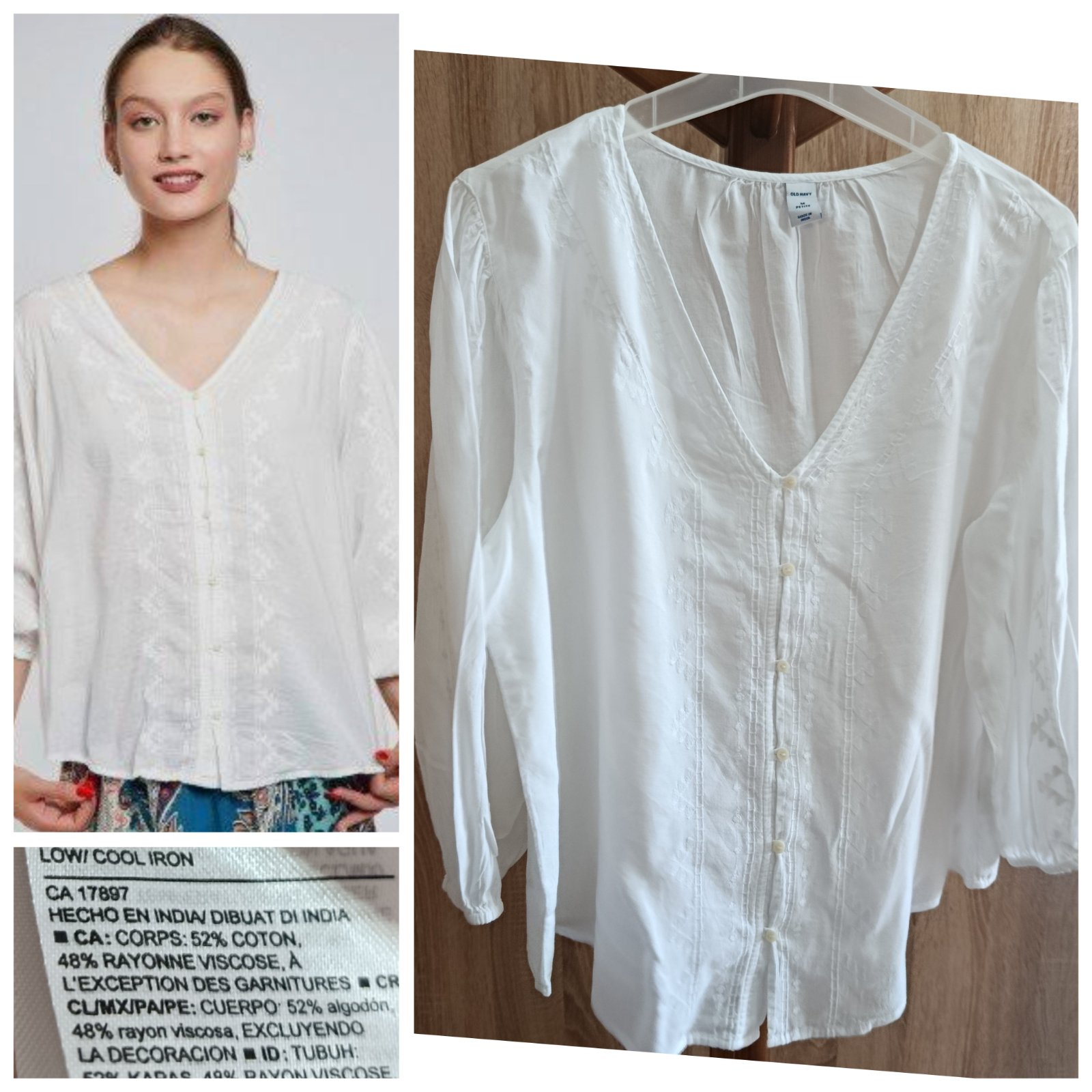 Blouse blanche brodée T.m oversize 