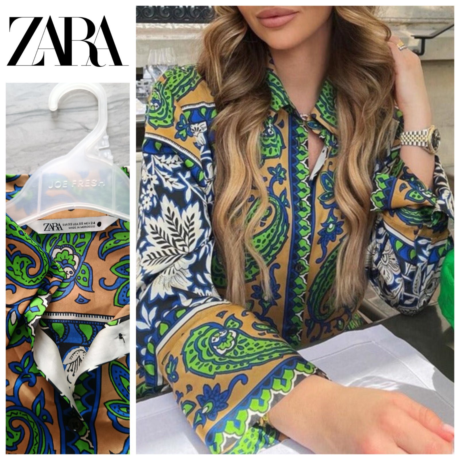 Chemise Zara satinée T.xs/s