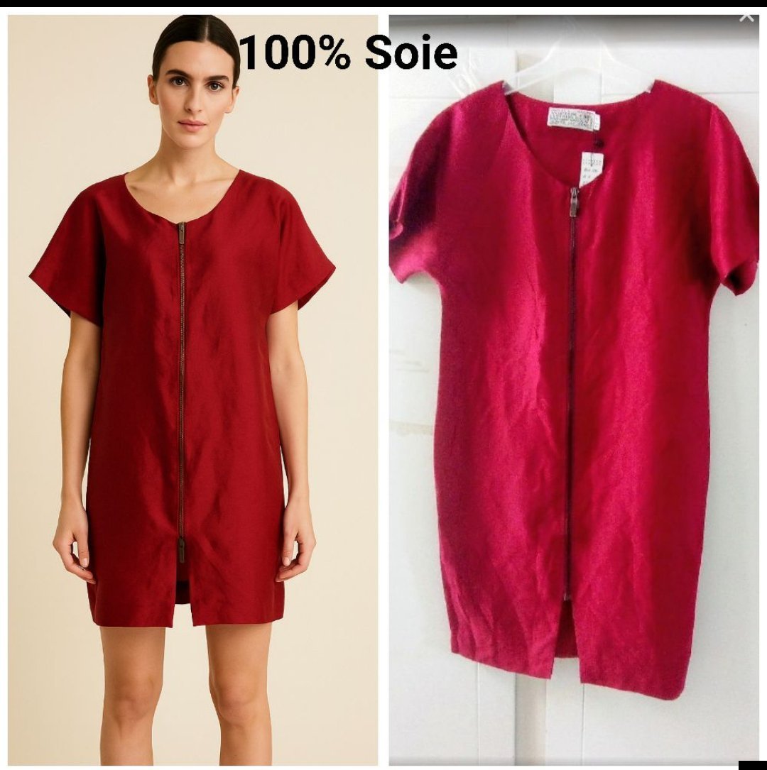 Mini Robe rouge 💯% soie T.unique