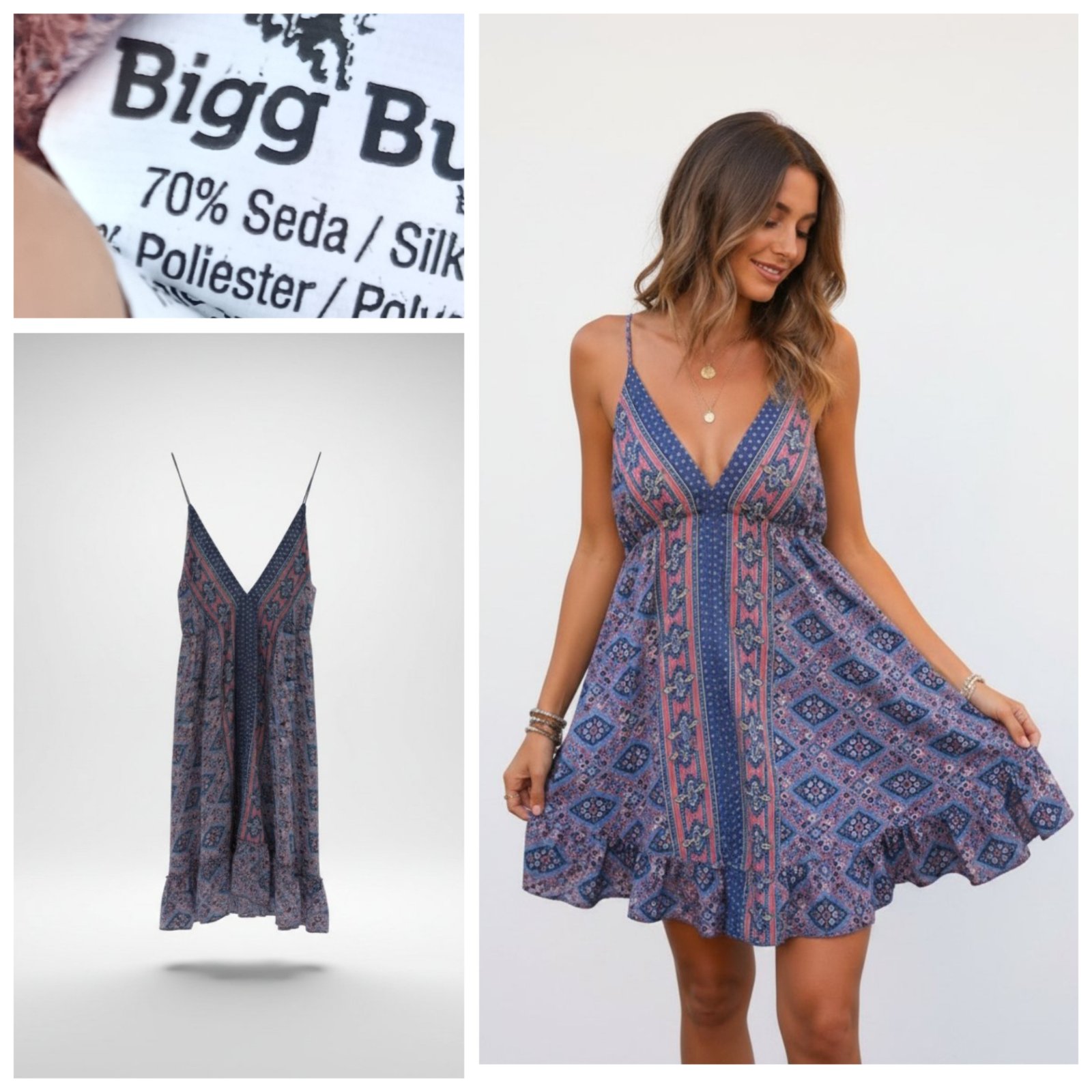 Robe courte 70% soie t.unique 