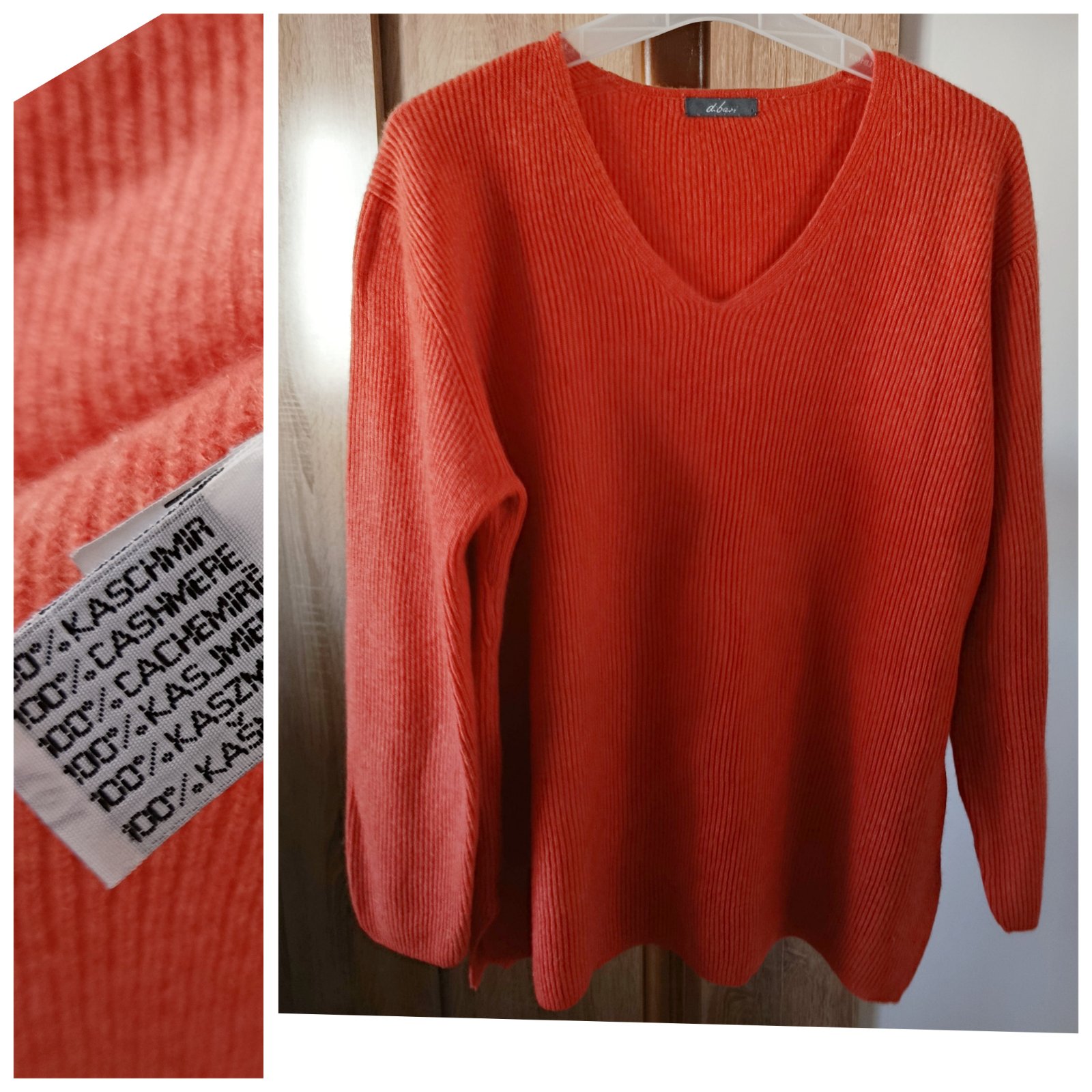Pull col V côtelé 100% cachemire T.L